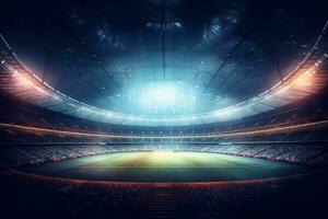 Full night football arena in lights Generative AI photo