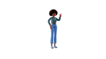 3D illustration. Angry American girl 3D cartoon character. An American girl showing an angry expression and pointing at the person in front of her. 3D cartoon character png