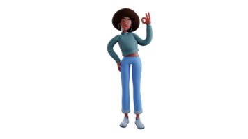 3D illustration. African girl 3D cartoon character. Beautiful African girl on a walk. African girl wearing casual clothes. African girl showing her cute smile. 3D cartoon character png