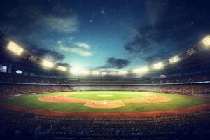 Full night football arena in lights photo