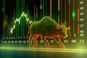 valores mercado toro vs oso grafico valores mercado grafico comercio inversión financiero valores intercambiar financiero valores grafico gráfico negocio crisis choque pérdida crecer arriba ganancia ganancias ganar arriba generativo ai foto