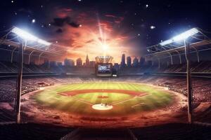 Full night football arena in lights photo