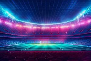 Full night football arena in lights Generative AI photo