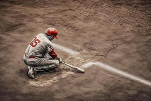 Baseball players in action on the stadium. photo