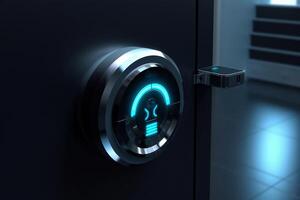 Wood door with smart lock, touch screen keypad and fingerprint, key less access photo