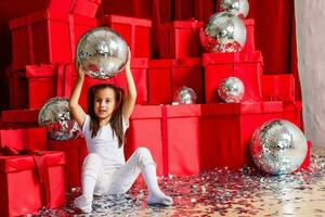 Smiling baby girl. Pajamas party. Childhood. Playful. photo