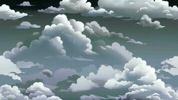 wolkig Himmel mit ziehen um bedeckt Wolken Karikatur animiert Hintergrund nahtlos Schleifen video
