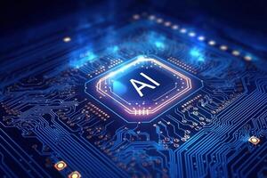 AI processor 3d render, artificial intelligence of digital human photo