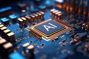 AI processor 3d render, artificial intelligence of digital human photo