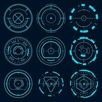 Vector technology futuristic set circle element. HUD focus sci-fi circular design.