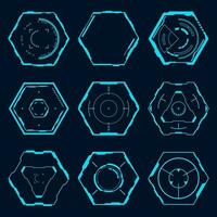 Vector futuristic hexagon element. HUD focus sci-fi design.