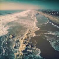 Pollution of the beach during winter Montalivet, medoc gironde france photo