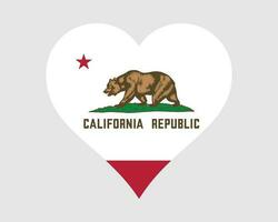 California Estados Unidos corazón bandera. California nosotros amor forma estado bandera. cali dorado estado unido estados de America bandera icono firmar símbolo clipart. eps vector ilustración.