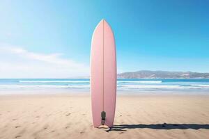 Surfboard mockup on the beach Generative AI photo