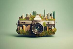 World Photography Day. Happy World Photography Day Camera Design, World Map, August 19 map pin background. Photography. photo