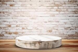 Concrete brick walls and wood floor for text and background.Copy Space photo