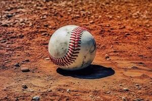 Baseball on the field with room for copy Generative AI photo