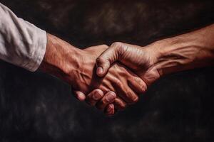 Text sign showing Social Enterprise. Concept meaning commercial organization that has specific social objective Two Professional Well-Dressed Corporate Businessmen Handshake Indoors photo
