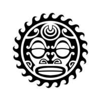 Traditional Maori round tattoo design. Editable vector illustration. Ethnic circle ornament. African mask.