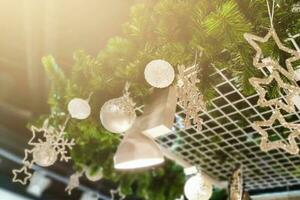 Christmas decoration on abstract background,vintage filter,soft focus photo