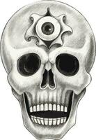 Surreal skull tattoo hand drawing and make graphic vector. vector