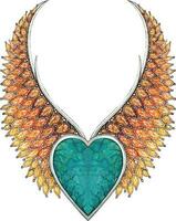 Jewelry design fancy wings heart hand drawing and painting make graphic vector. vector