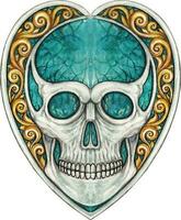 Vintage heart skull hand drawing and painting make graphic vector. vector