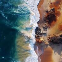 Pollution of the beach during winter Montalivet, medoc gironde france photo