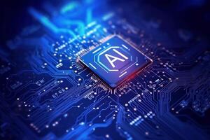AI processor 3d render, artificial intelligence of digital human photo