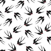 Seamless pattern with swallows in the sky. Spring seamless pattern with birds vector