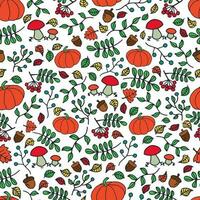 Autumn seamless pattern with floral elements vector