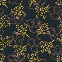 Delicate pastel flowers on a dark background. Flowers in a seamless pattern vector