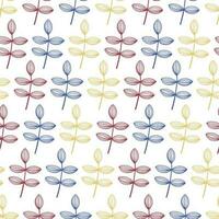 Seamless pattern with decorative twigs and leaves in doodle style. Seamless floral pattern vector