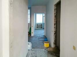 preview apartment where renovations are taking place with the processing of all surfaces photo