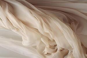 Beige neutral silk fabric photo, multi layered abstraction, gossamer fabrics, art photo