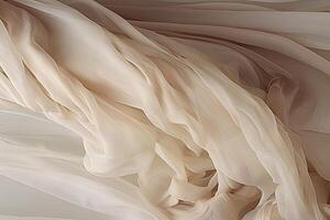 Beige neutral silk fabric photo, multi layered abstraction, gossamer fabrics, ai generative art photo