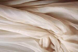 Beige neutral silk fabric photo, multi layered abstraction, gossamer fabrics, ai generative art photo