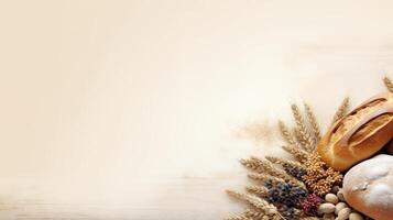 Different bread. Web banner with copy space. photo