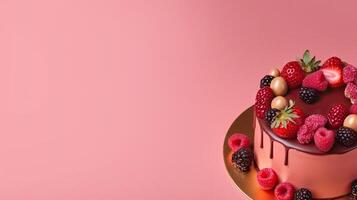 A cake with decorations. Web banner with copy space. photo