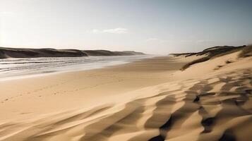 un playa paisaje con arena dunas y ondas. generativo ai foto