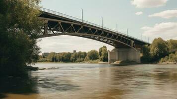 un puente abarcando un río. generativo ai foto