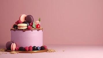 A cake with decorations. Web banner with copy space. photo