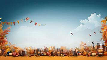 Oktoberfest. Web banner with copy space. Generative AI photo