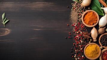Different spices. Web banner with copy space. photo