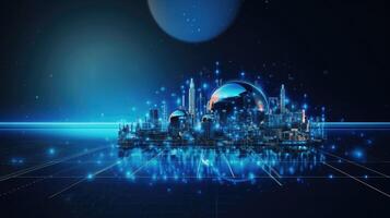 Technology, tech, network abstract background. Web banner with copy space. photo