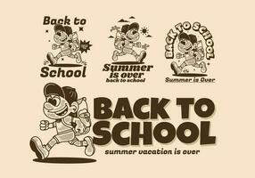 espalda a escuela, mascota personaje diseño de un chico que lleva un colegio bolso vector