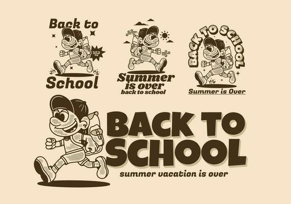 Back to school, mascot character design of a boy carrying a school bag