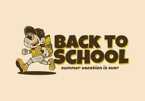 Back to school, mascot character design of a boy carrying a school bag vector