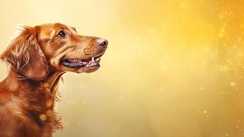 Dog, cute pet. Web banner with copy space. Generative AI photo