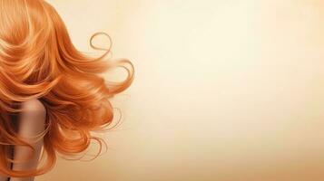 mujer con belleza cabello. web bandera con Copiar espacio. generativo ai foto